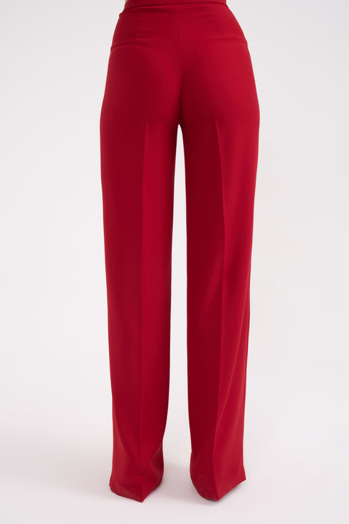High Waist Straight Trousers With Thin Belt